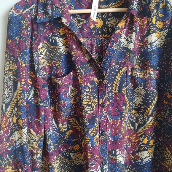 BUCKLE NY Collection Wine Multi Printed Utility Shirt Size Large - Picture 5 of 5